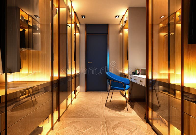 3d Render of Luxury Wardrobe Room Stock Illustration - Illustration of
