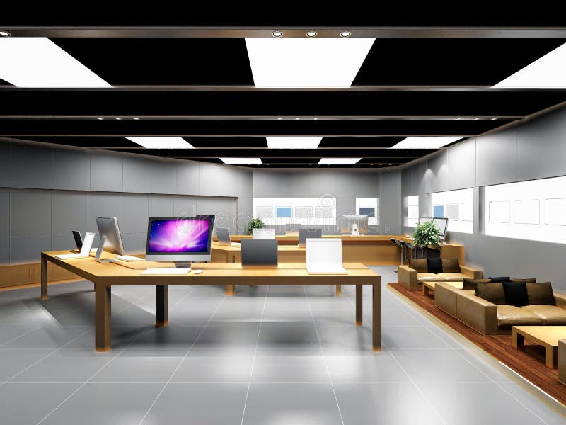Computer Shop Interior Seller Goods Offer Sale Isolated Icon