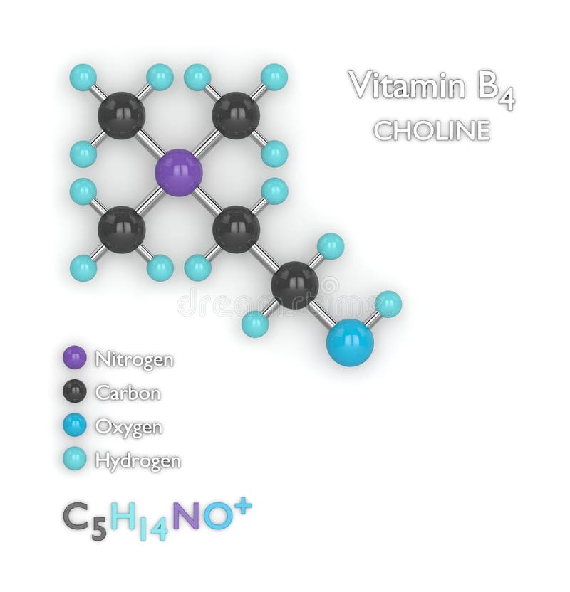 3d Render of Molecular Model and Formula of Vitamin B6 Stock