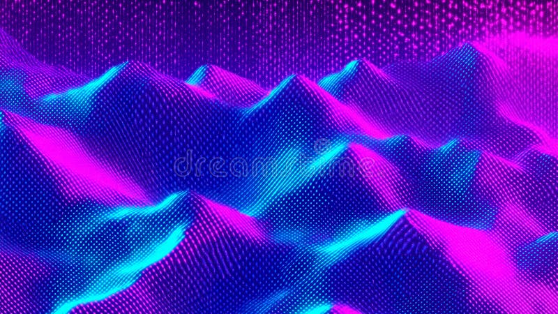 Digital grid with neon terrain vector illustration
