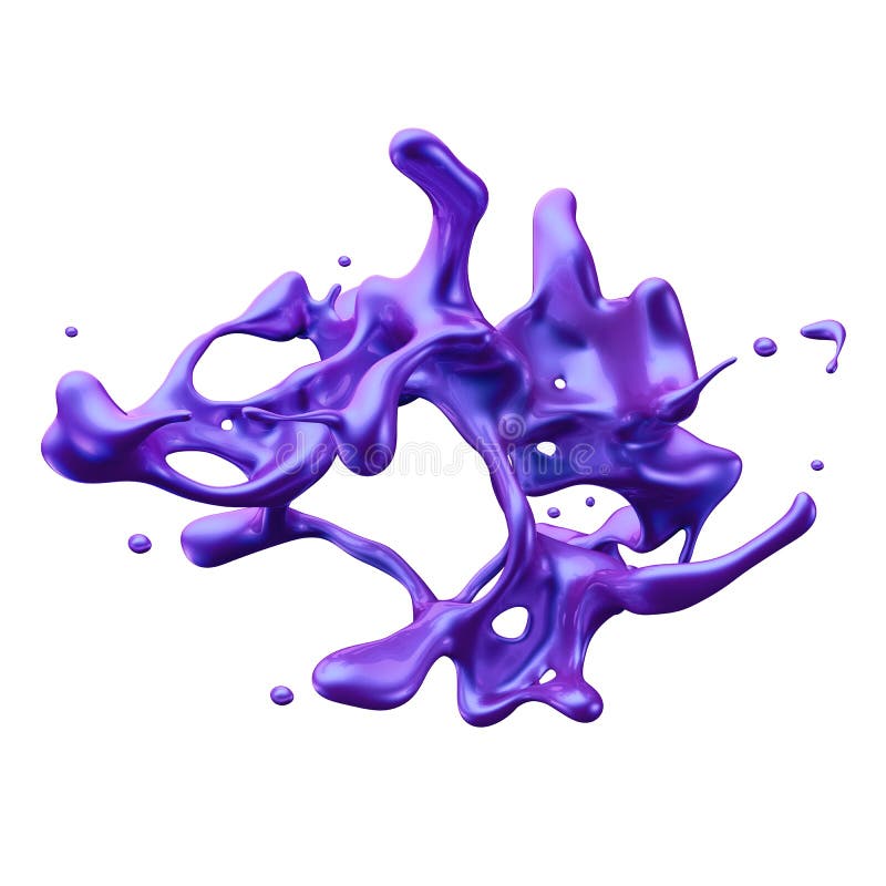 3d render of neon violet splash, liquid, paint splashing, design element isolated on white background stock illustration 3d render of neon violet splash, liquid, paint splashing, design element isolated on white background stock illustration