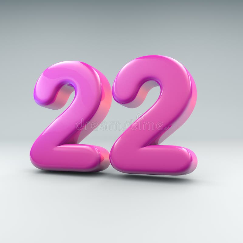 3D Render of the Number 22 in Pink Bubbly Style Stock Illustration ...