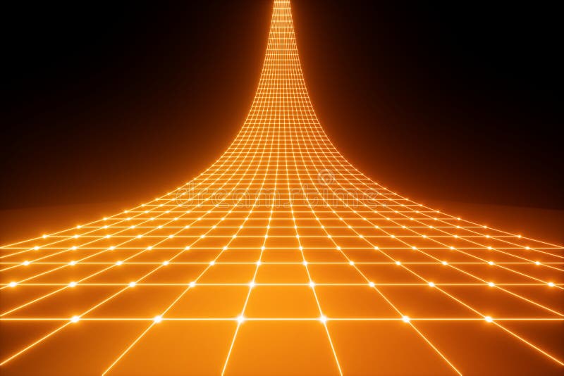 3d Render, Orange Neon Light, Abstract Ultraviolet Background, Laser