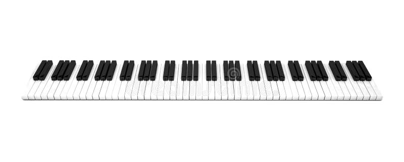 3D render, Piano keys with treble clef notes. Musical background stock illustration