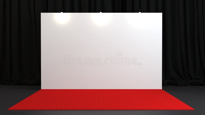 Download 3d Render Press Wall On Red Carpet. Empty Banner Backdrop. 3d Render Illustration. Mockup For ...