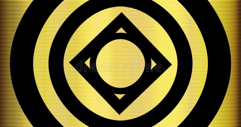 Render with a psychedelic background of circles on yellow stripes vector illustration