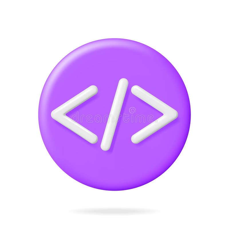 白色隔离的3d代码图标. render python或java api符号. 计算机编程语言. Web开发html代码界面. 编码圆标记. 矢量图插图
