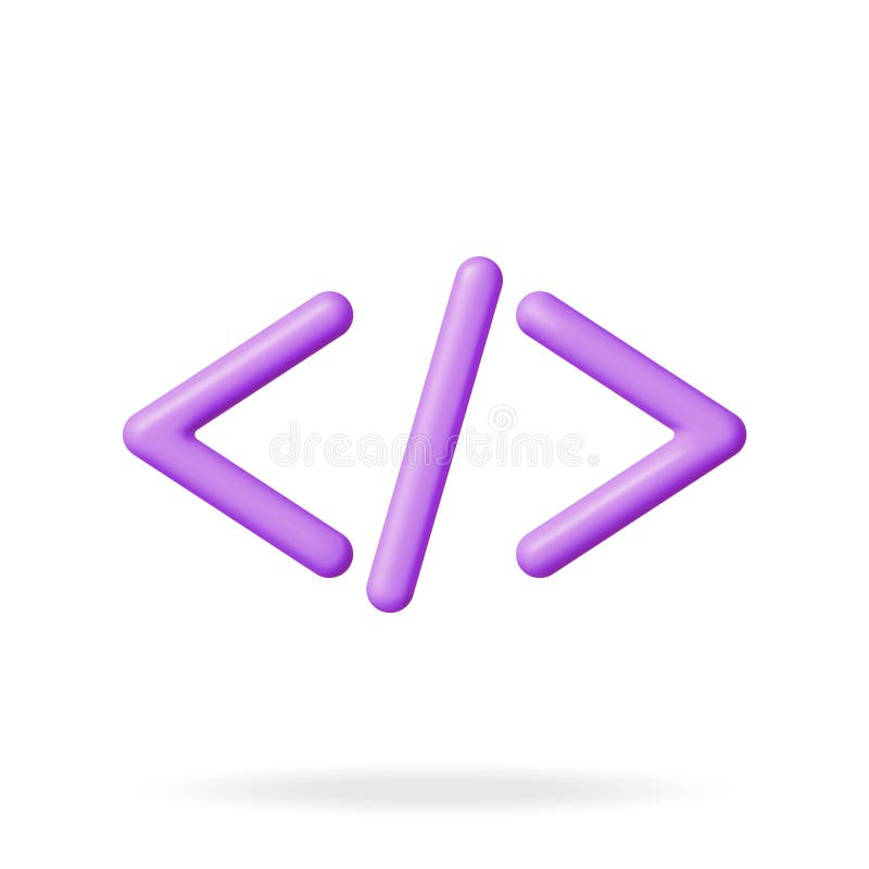 白色隔离的3d代码图标. render python或java api符号. 计算机编程语言. Web开发html代码界面. 编码标记. 矢量图插图
