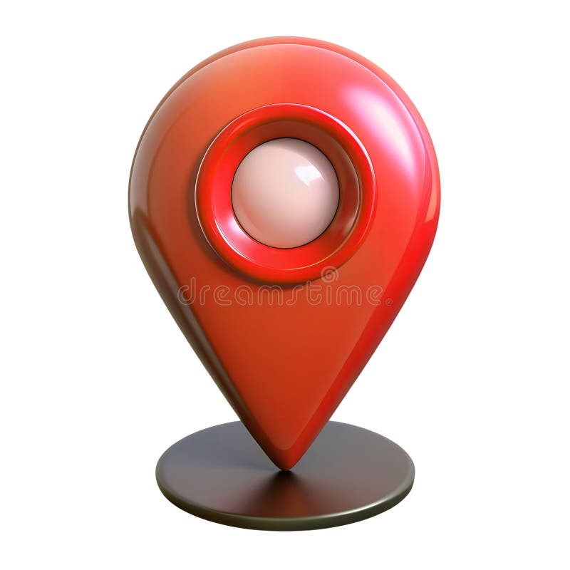 3d render of a red navigation point on the map isolated on background stock illustration