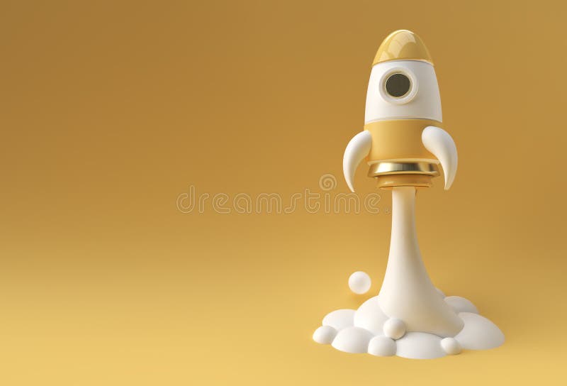 3D Render Rocket launches space ship 3D illustration Design royalty free illustration