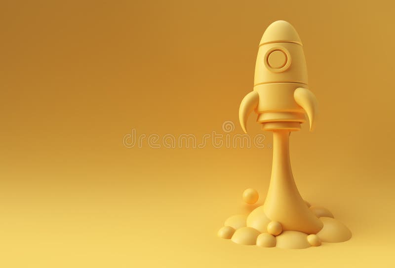 3D Render Rocket launches space ship 3D illustration Design stock illustration
