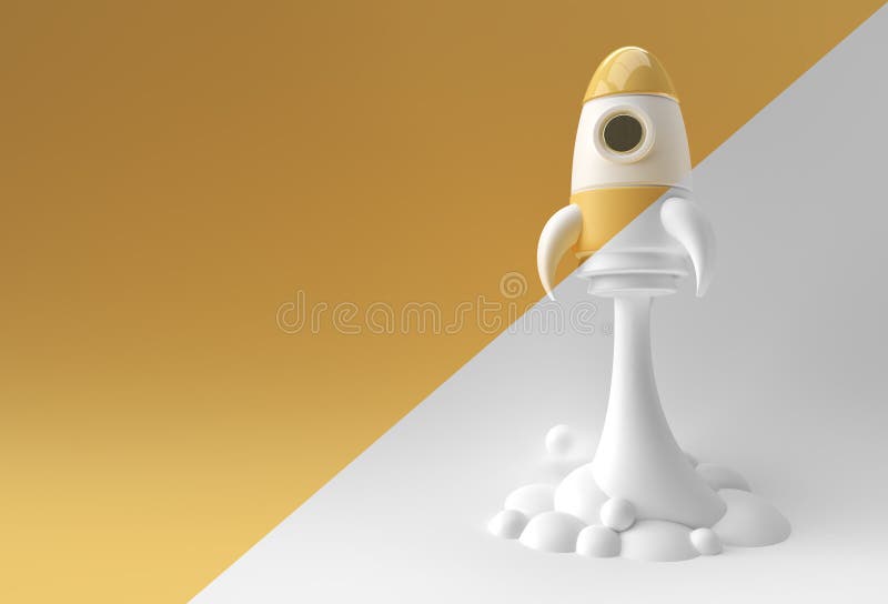 3D Render Rocket launches space ship 3D illustration Design royalty free illustration