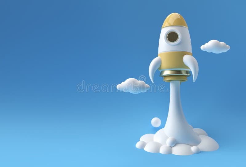 3D Render Rocket launches space ship 3D illustration Design royalty free illustration