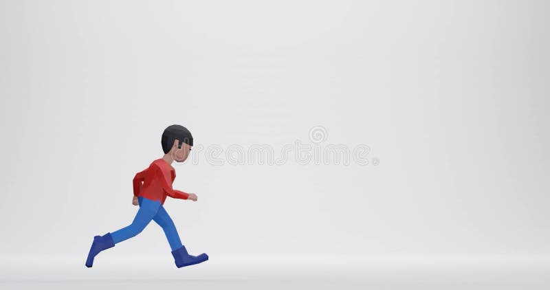 Cartoon dummy running in looping video vector illustration
