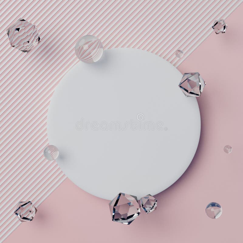 3d render scene of abstract geometric shapes for mock up and display products in fashion background theme. Blank white banner for stock illustration