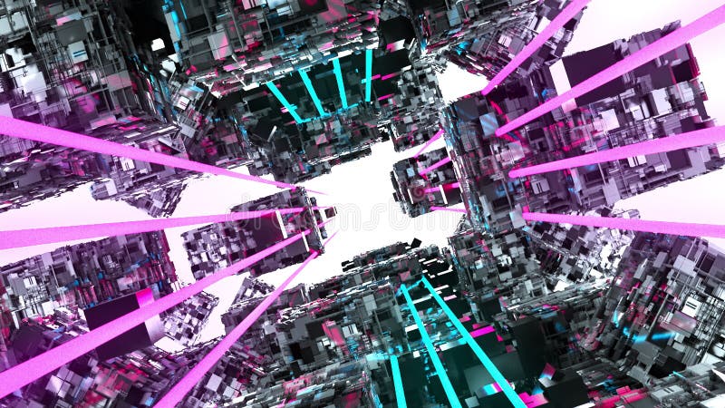 3d render of sci-fi tunnel. Digital background virtual reality, computer generated. Information technology concept royalty free illustration