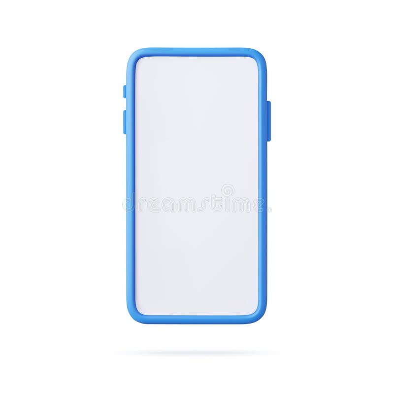 3D Render Smartphone mockup with blank white screen on a white background. 3d rendering. Vector illustration