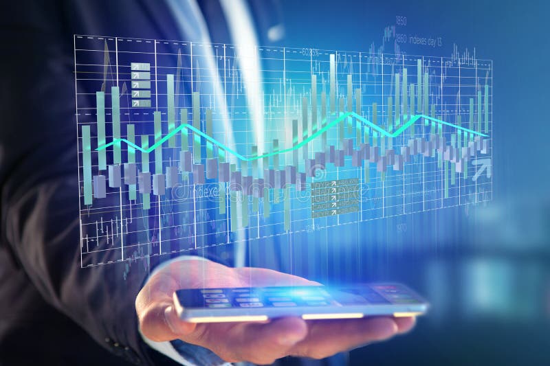 3d render Stock exchange trading data information display on a royalty free stock photography