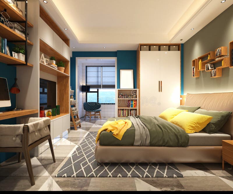 Study Desk Modern Bedroom Design Stock Illustrations 395 Study Desk