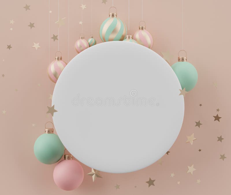 3d render top view of white blank cylinder frame for mock up and display products with Christmas theme vector illustration