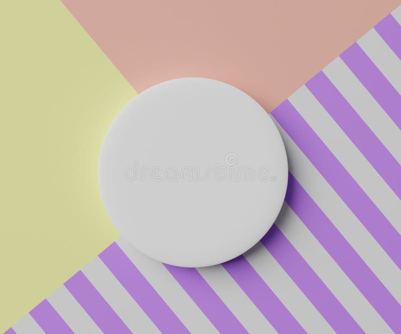 3d render top view of white blank cylinder frame for mock up and display products with pastel colorful background royalty free illustration