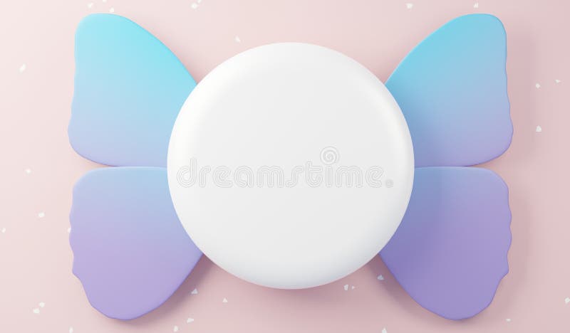 3d render top view of white blank cylinder frame for mock up and display products with sweet warm pastel color design for product royalty free illustration