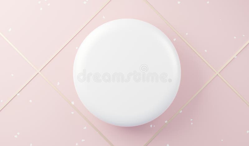 3d render top view of white blank cylinder frame for mock up and display products with sweet warm pastel color design for product stock illustration