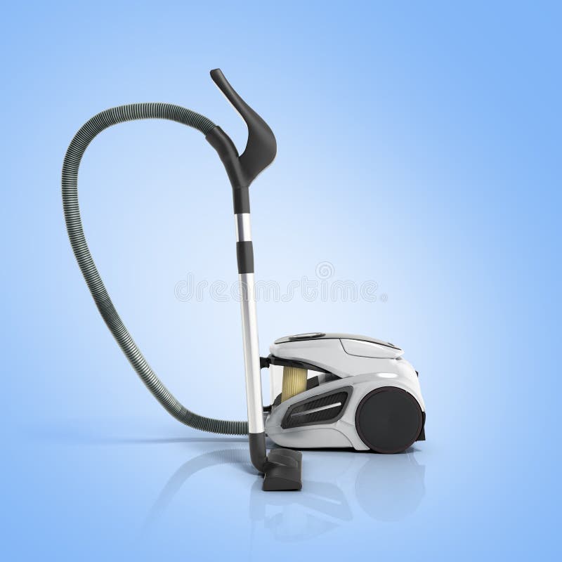 3d Render of Vacuum Cleaner on Blue Gradient Background Stock