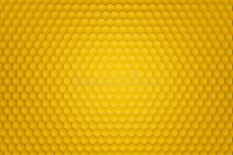 3d render yellow abstract background in the form of honeycombs. view from above royalty free illustration