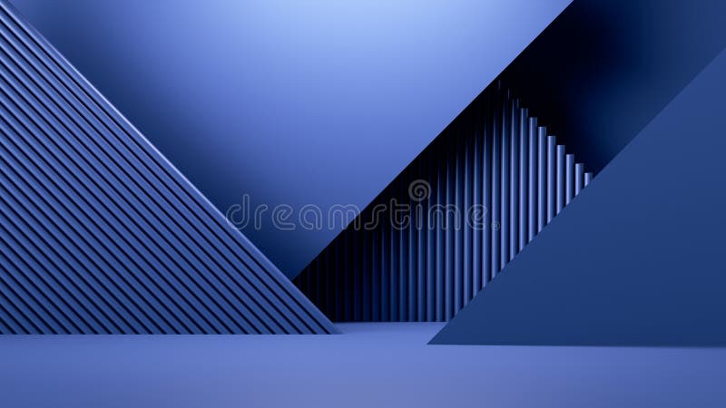 3d-rendera enkel blå geometrisk bakgrund modern minimal skrivbordsutställningsscen för produktpresentation stock illustrationer