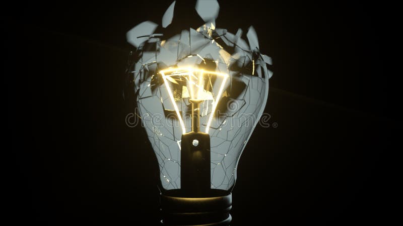 3d rendered illustration of lightbulb Shattered vector illustration