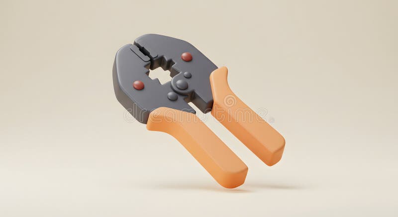 3D Render of a Modern Crimping Tool for Network Cable Installation stock illustration