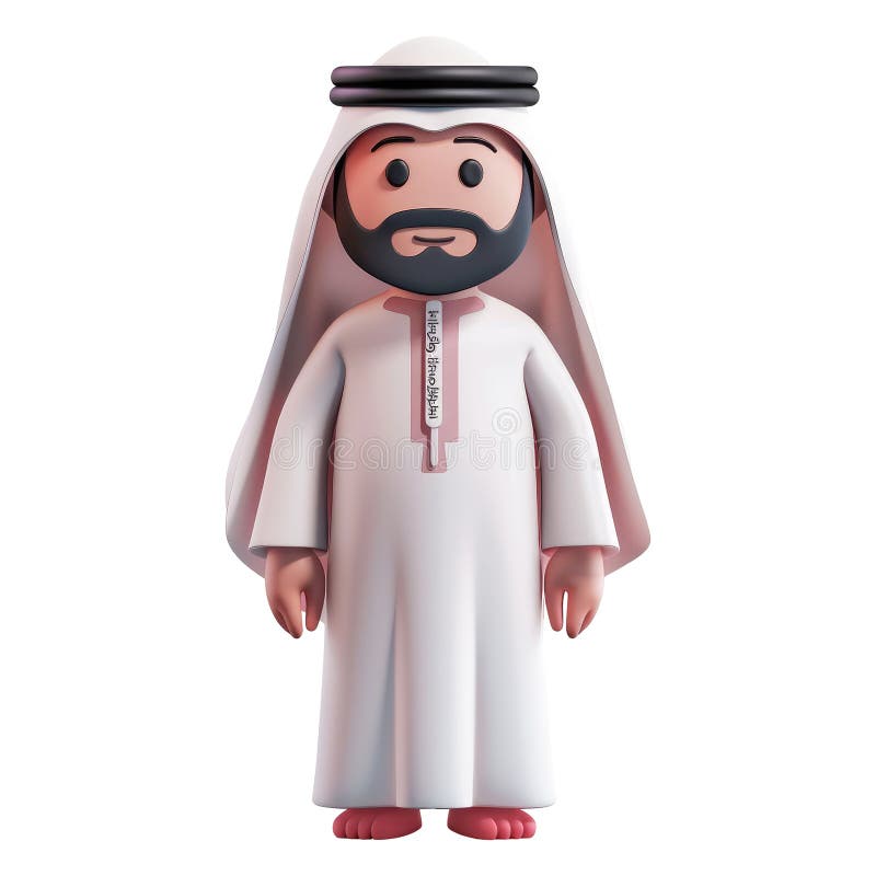 Charming 3D Render of an Arab Man in Traditional Thobe vector illustration