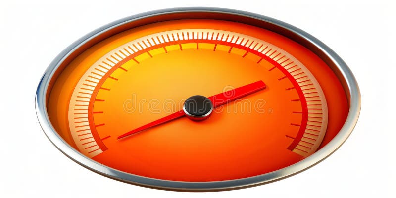 Calibrul 3d de portocaliu redat cu cadru de crom și ac roșu cu ac de calibrul 3d cu ac de crom portocaliu cu ac de crom vector illustration