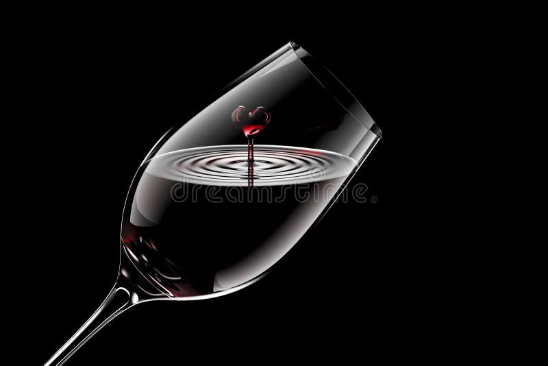 3D Rendered Red Wine in a Glass Isolated on Black Background
