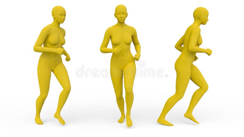 3d renderen van een draaiende vrouwelijke afbeelding stock illustratie