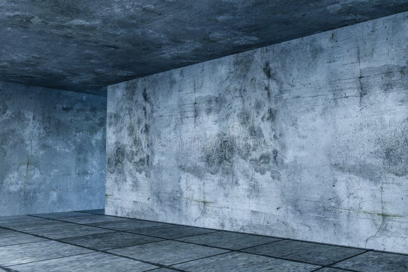 3d rendering, the abandoned empty room at night vector illustration