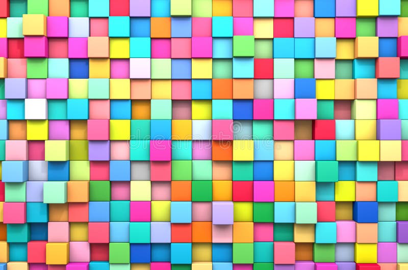 3D rendering abstract background of multi-colored cubes royalty free illustration