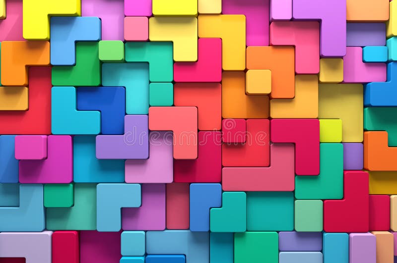 3D rendering abstract background of multi-colored rounded shapes royalty free illustration