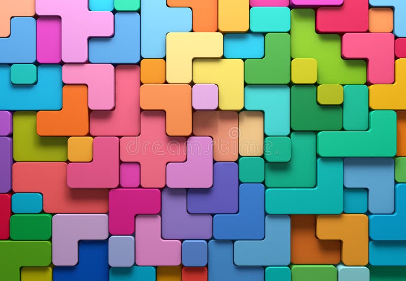 3D rendering abstract background of multi-colored rounded shapes royalty free illustration
