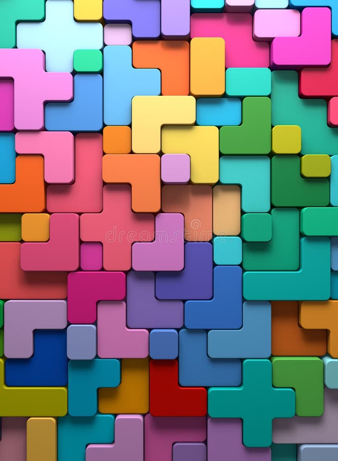 3D rendering abstract background of multi-colored rounded shapes stock illustration