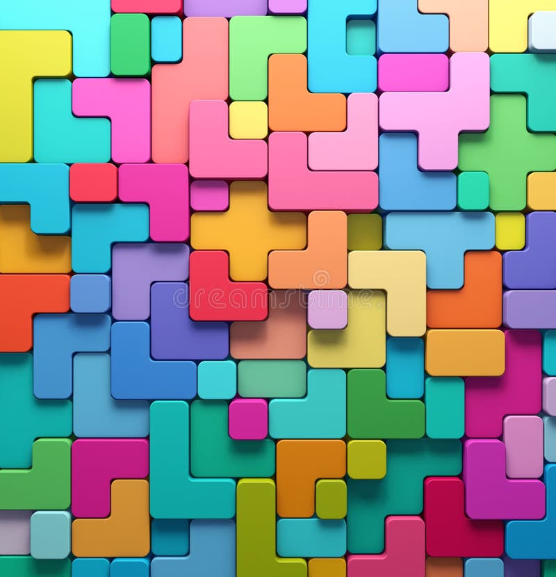 3D rendering abstract background of multi-colored rounded shapes royalty free illustration