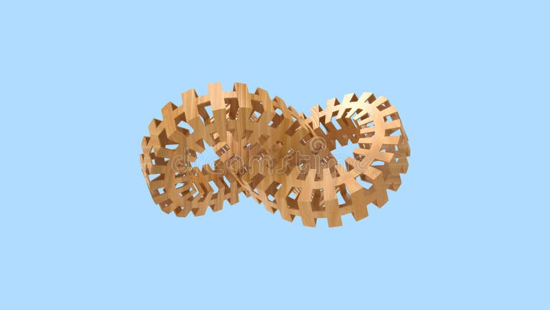 3D rendering of an abstract complex infinity shape isolated stock illustration