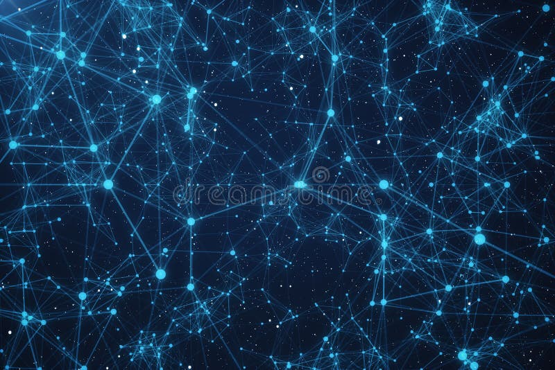 3D Rendering Abstract Connected Dots With Lines. Technology Concept Background With Stars and Nebula vector illustration