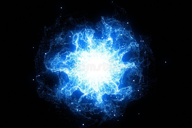 3D rendering, abstract cosmic explosion shockwave blue energy on black background vector illustration