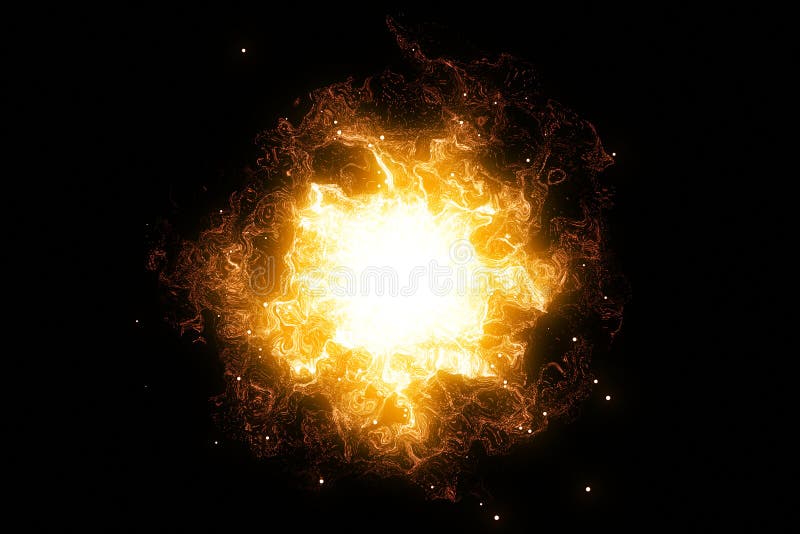 3D rendering, abstract cosmic explosion shockwave warm gold energy on black background vector illustration