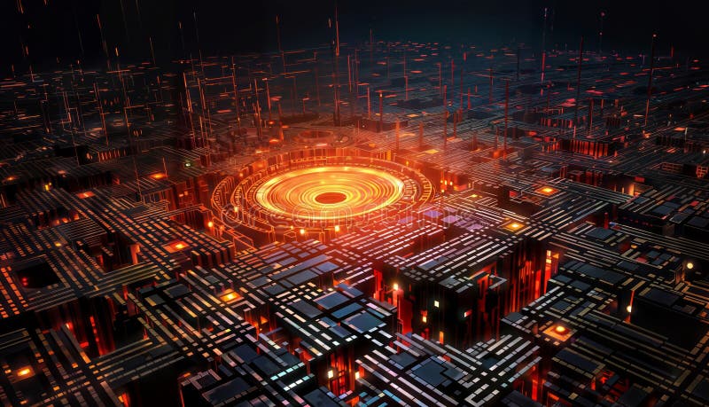 3D rendering of abstract digital technology concept, circuit board background. , generative ai vector illustration