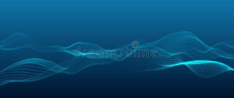 3D rendering abstract digital wave blue particles royalty free illustration