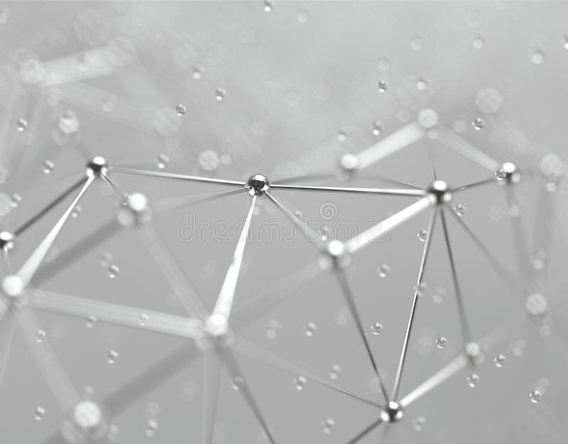 3D rendering Abstract futuristic background of dots and lines. Molecular compounds with a chaotic structure stock illustration