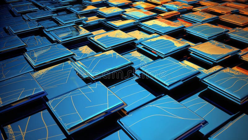 3d rendering of abstract geometric composition,digital art works. Computer generated image. , generative ai royalty free illustration